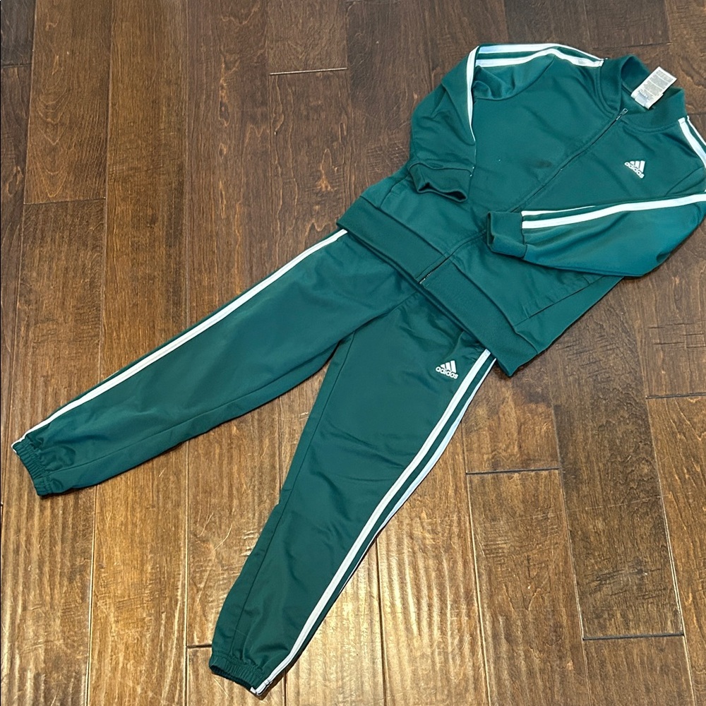 Adidas Green Tracksuit with White Accents